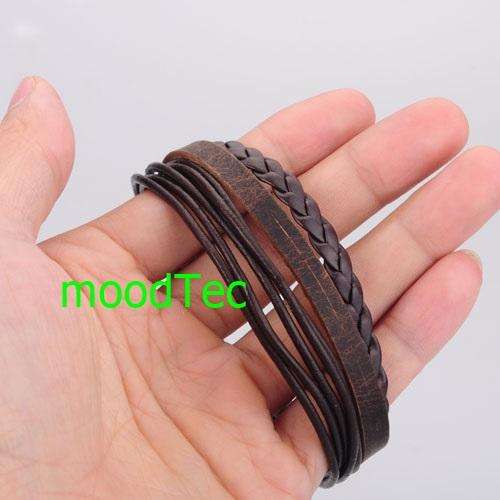 2pcs Black & Brown Leather Bracelets