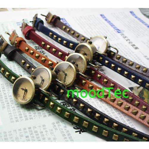Leather Wrap Rivets Strap Ladies Quartz Watch