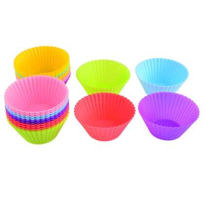 12Pcs Silicone Muffin Cupcake Baking Mold - Random Color (In Stock)