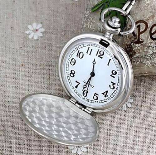 Smooth Silver Steel Pocket Watch (In Stock)