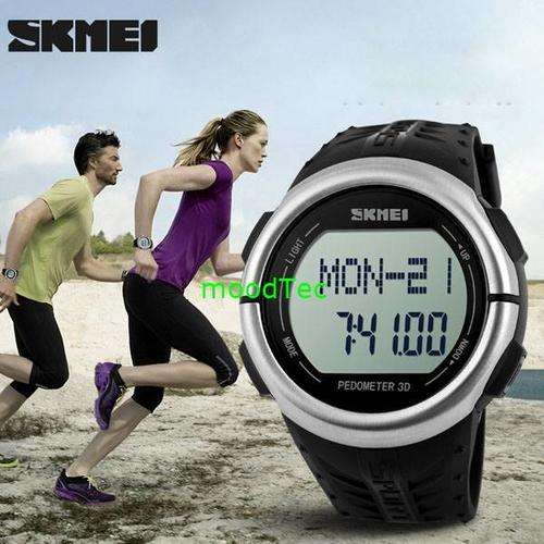 SKMEI Men's Waterproof Outdoor Sports Pedometer Heart Rate Electronic Watch - Black