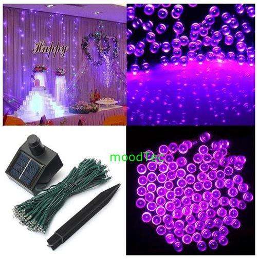 Purple 100 LED Solar Powered Fairy String Light Garden / Party Decor