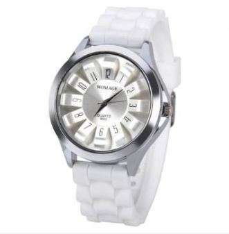 WOMAGE Casual Women Jelly Candy Color Silicon Quartz Watch
