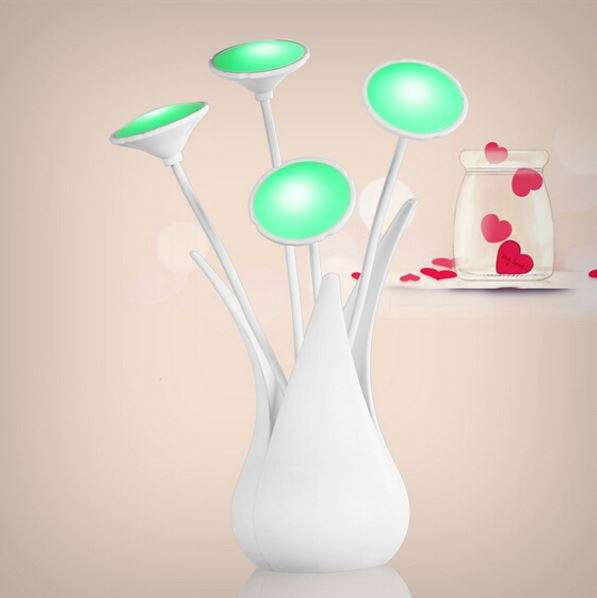 Creative LED Auto Light Sensor Vase Shape USB Night Light - Green