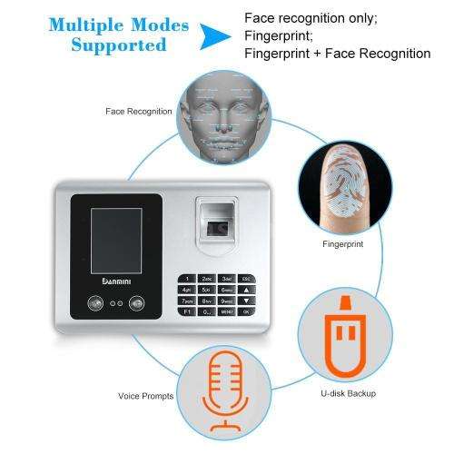 DANMINI Smart Facial Recognition Time Clocks Fingerprint Attendance System