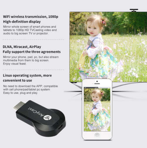 AnyCast M4 Plus Wireless WiFi Display Dongle Receiver 1080P HDMI Media Streamer TV Stick DLNA Airpla