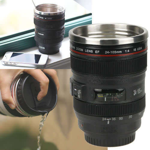 Spoil Dad - Camera Lens Coffee Mug with Leak-Proof Lid