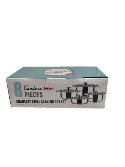 8 pieces stainless steel cooking pot set