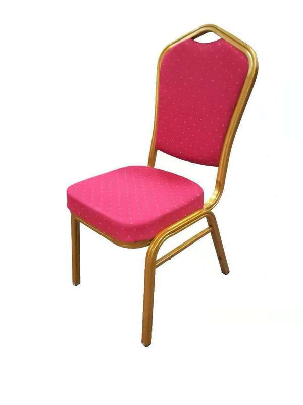 Diamond Back Banquet Chair Gold Frame & Red Patterned Fabric