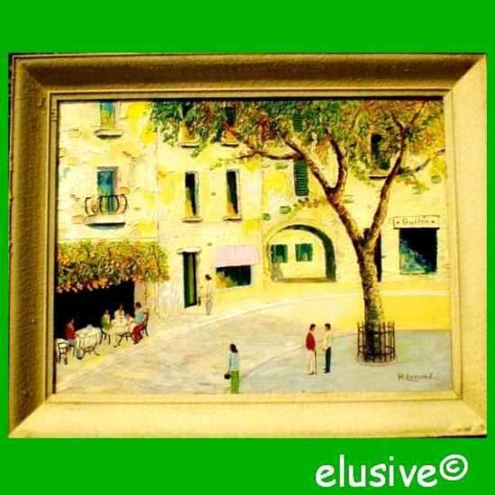 ORIGINAL OIL PAINTING. 'Continental Street Scene' by H Esmond. Framed. C 1950.