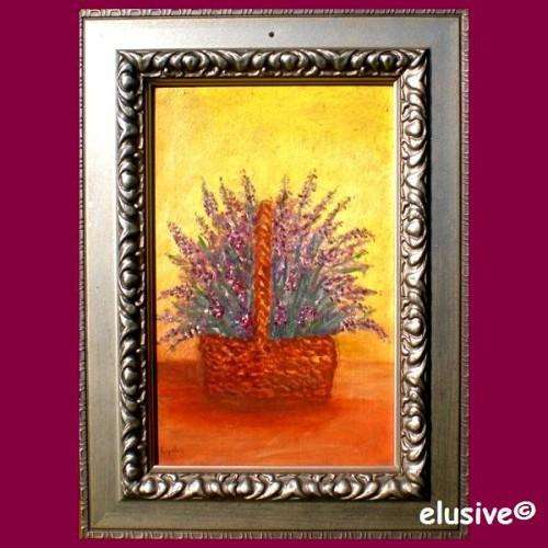 ORIGINAL ACRYLIC PAINTING. 'A Basket of Lavender' by S A Artist Lydia. Framed.