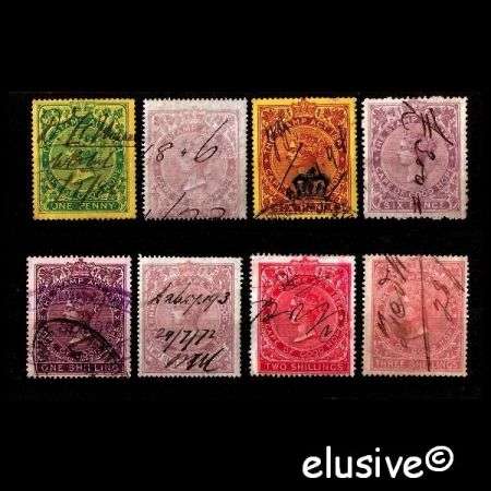 CAPE REVENUES (Stamp Act of 1864). 8 Different Values. Used.
