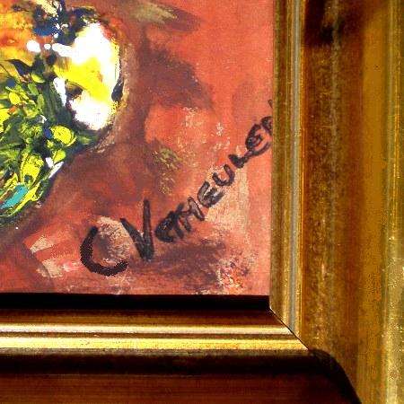 C Vermeulen. STILL LIFE WITH FRUIT, PASTELS AND BOTTLE. Original water colour. Framed. c 1990.