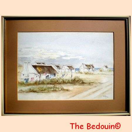 B van Rooy (S A Artist). WEST COAST COTTAGES. Orig Water Colour (1990). Framed & Glazed.