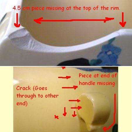 two damaged areas on the basket.