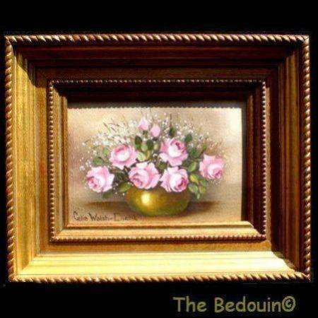 Celia Walsh - Diehl (S A Artist). STILL LIFE WITH PINK ROSES. Original oil Painting (c 2000). Framed