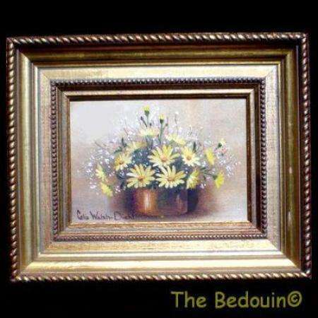 Celia Walsh - Diehl (S A Artist). STILL LIFE WITH YELLOW  DAISIES. Oil Painting (c 2000). Framed