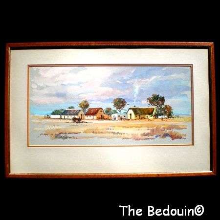 STEFAN DE BEER (listed S A artist). WESKUS OPSTAL. Original Water Colour (1986) Framed