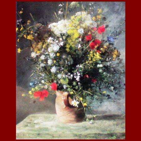 the vase with multicoloured flowers