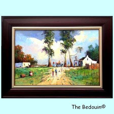 Phillip Britz (SA Artist) 'DIE PLAASWINKEL'. Original Oil Painting. Framed. Large. (860 x 1160)