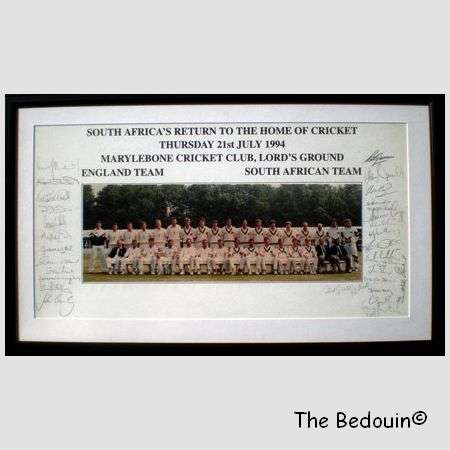 THE GREATEST TEST IN S A CRICKET HISTORY? Proteas vs England Jul 94. Photo & original signatures.