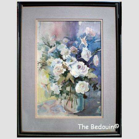 Nita Barlow (S A Artist). STILL LIFE ROSES AND DAISIES. Water colour. Undated (c 2000) Large.