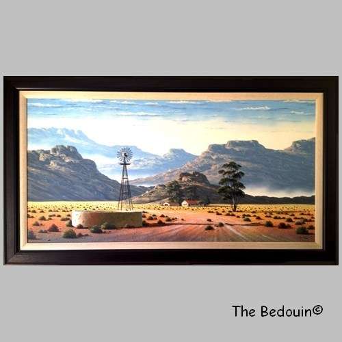 PAUL MUNRO  (Listed Port Elizabeth Artist). KAROO FARM SCENE. Original Acrylic. Framed. Very Large!