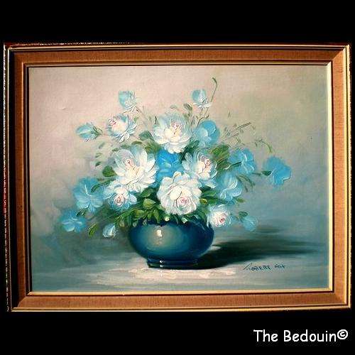 ROBERT COX 1934 - 2001 (USA) White Roses in Antique Vase. Oil. Framed. 450 x 600 (1970s / 80s).
