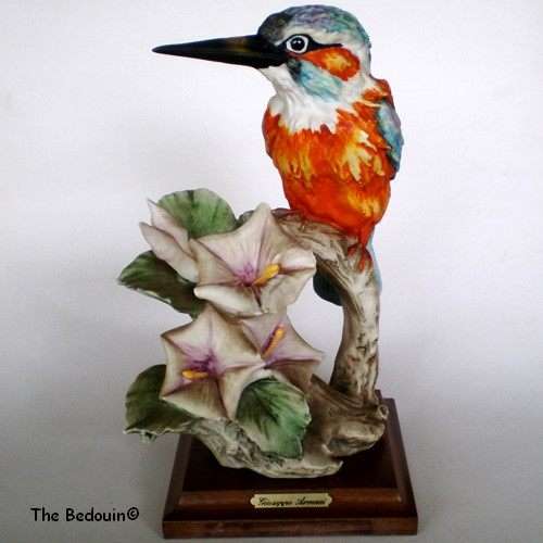 GUISEPPE ARMANI. FLORENCE PORCELAIN FIGURINE. KINGFISHER. Vintage (1987). Signed. Scarce. H/painted.