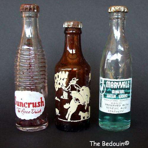 3 MINIATURE COLD DRINK BOTTLES. South African. 1960s. Complete & Scarce.