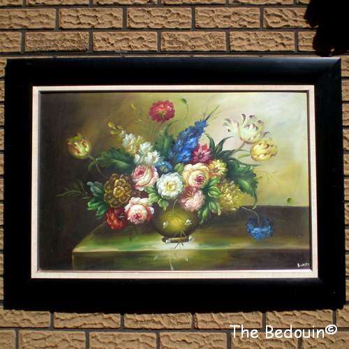 KUESTER (European Artist). MULTI FLORA IN AN ANTIQUE VASE. Oil. Framed. 820 x 1120 mm. LARGE!