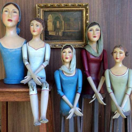 Olga van Wyk. Well - known S A Artist. SITTING ARTICULATED MANNEQUIN. 60 cm tall. Handcrafted.