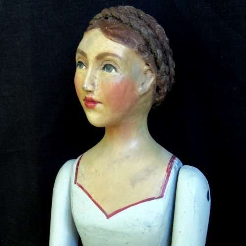 Olga van Wyk. Well - known S A Artist. SITTING ARTICULATED MANNEQUIN. 60 cm tall. Handcrafted.
