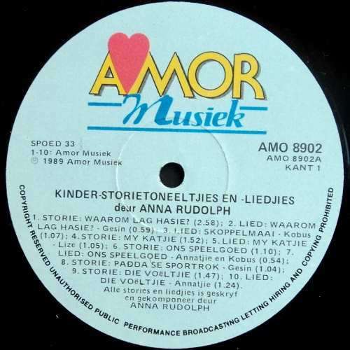 Anna Rudolph - KINDER- STORIETONEELTJIES EN -LIEDJIES. LP. (M/M). Stories en Liedjies (1989).