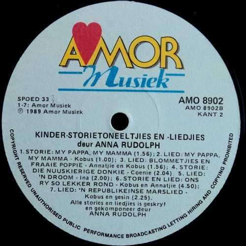 Anna Rudolph - KINDER- STORIETONEELTJIES EN -LIEDJIES. LP. (M/M). Stories en Liedjies (1989).