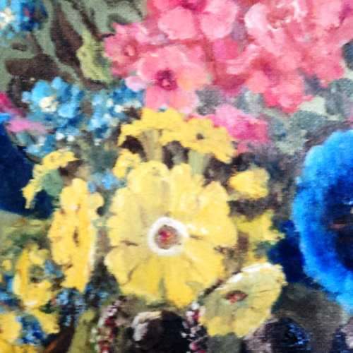 Fred Talmadge (S A Artist) - FLORAL STILL LIFE. Oil painting. 500 x 620 mm. Framed.