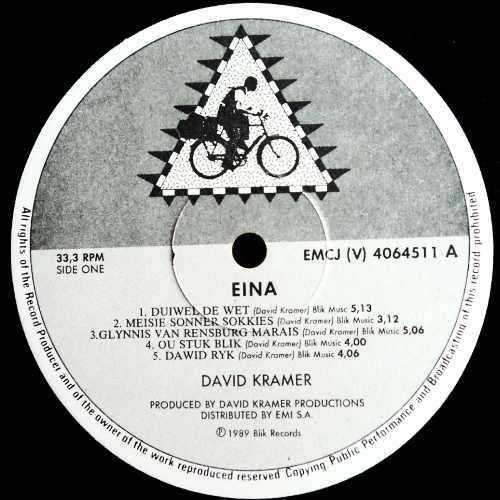 David Kramer - EINA. LP. (NM/NM). Blik Records release EMCJ (V) 4064511.