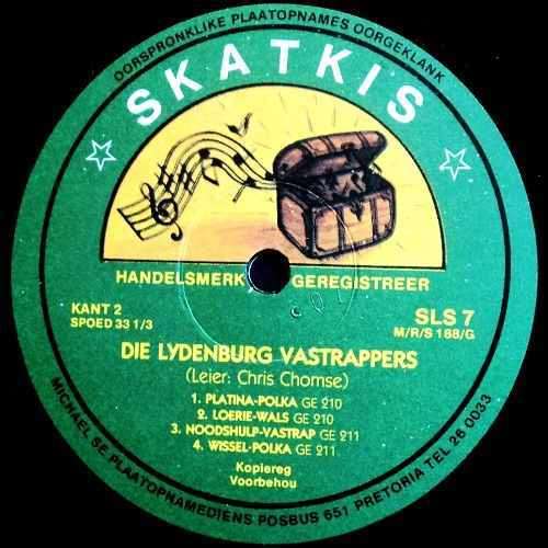 Die Lydenburg Vastrappers - OORSPRONKLIKE OPNAMES. LP (NM/NM).  Skatkis SLS 7. Boeremusiek.