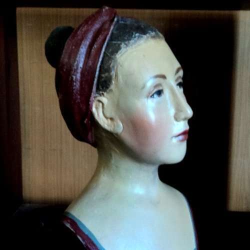 Olga van Wyk. Well - known S A Artist. MANNEQUIN DOLL BUST. 38 cm tall. Handcrafted. HOME TREASURES.