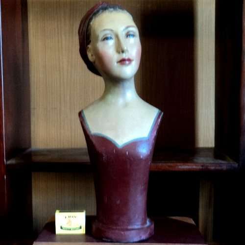 Olga van Wyk. Well - known S A Artist. MANNEQUIN DOLL BUST. 38 cm tall. Handcrafted. HOME TREASURES.