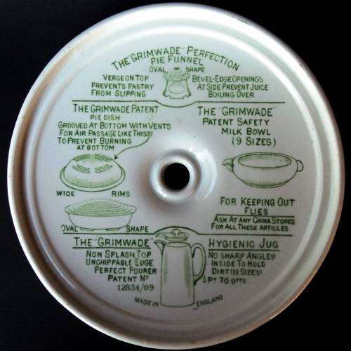 Antique Grimwade's. THE 'QUICK-COOKER' BOWL. 2 1/2 Pints Porcelain Pudding Cooking Bowl.1909 Patent.
