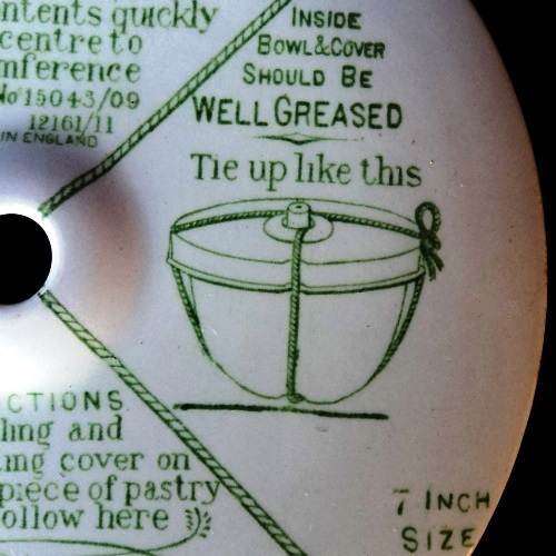 Antique Grimwade's. THE 'QUICK-COOKER' BOWL. 2 1/2 Pints Porcelain Pudding Cooking Bowl.1909 Patent.