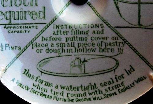 Antique Grimwade's. THE 'QUICK-COOKER' BOWL. 2 1/2 Pints Porcelain Pudding Cooking Bowl.1909 Patent.