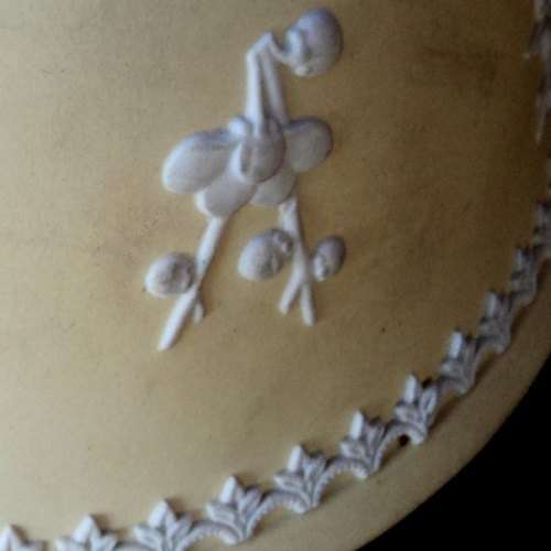 WEDGWOOD JASPER WARE EMPEROR BOWL. PRUNUS BLOSSOM. Primrose Yellow / White. 1978.