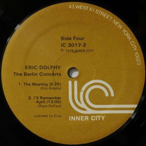 Eric Dolphy. THE BERLIN CONCERTS. 2 x Vinyl 33 rpm LPs. Gatefold (VG+/VG) Jazz (Bop / Free Jazz).