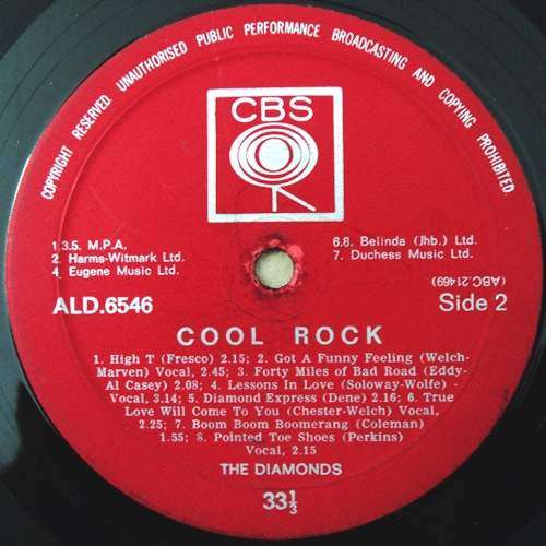 The Diamonds - COOL ROCK. 33 rpm. 12` vinyl LP record. (VG/VG). 1961. RSA/Rhodesia. Pop Rock album.