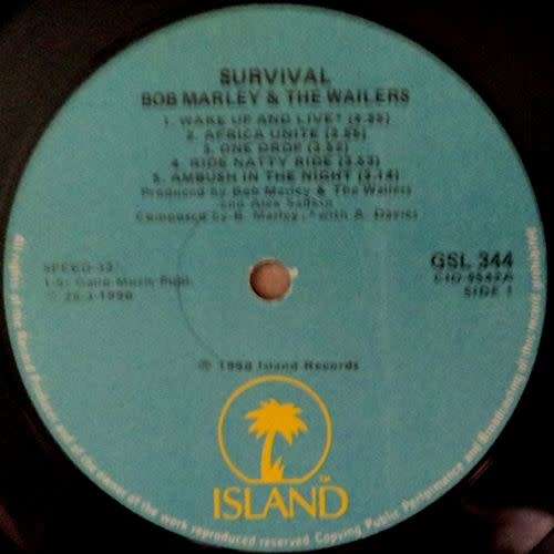 Bob Marley and The Wailers - SURVIVAL. 33 rpm 12` LP (VG+/VG) 1990. RSA. Scarce re - issue. Reggae