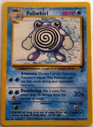 Pokemon. Poliwhirl.  57/130. Uncommon. From Base Set 2. NM.