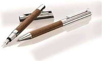 SENATOR TIZIO. Fountain Pen AND matching Ballpoint Pen set. Walnut barrel. Chrome.