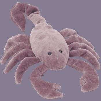 STINGER.   Scorpion (soft toy). Collectable Ty Beanie Baby. Born September 29, 1997